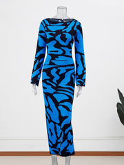 Fashion Leopard Print Women Slim Dress Striped Long Sleeve O Neck High Waist Female Dresses Spring Wave Party Evening Robe