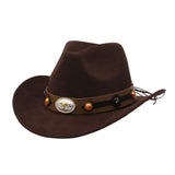 Women Men Cowgirl Hat Wide Brim Bull Head Belt Western Panama Jazz Hat for Wedding Rave Party Travel Accessories