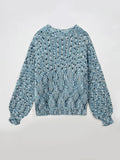 loose round neck knitted casual solid color top for women cross-border long sleeved pullover, lazy style versa