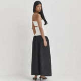 Hollow Out Clash Color Strapless Maxi Dress For Women Sexy Backless Off Shoulder Patchwork Female Summer Beach Dress New