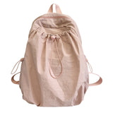 Women's Drawstring Ruched Lightweight Backpack Minimalist Casual Aesthetic Daily Simple Solid Color School Bag New Trend