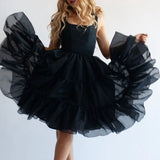 Pbong  Kawaii Girl Birthday Party Ball Gown Dress Women Vintage Tie Up Strap A-line Dress Cute Ruffles Multi-layers Goth Lolita Dress