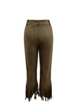 Pbong  Ladies Slim High Heel Long Boots Tassel Decorated Straight Leg Pants Flared Pants Street Style Pure Color Autumn