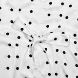 Pbong  Sexy V-neck Print Polka Dot Women Maxi Dress White Short Sleeve Lace Up Dress Summer Slim Elegant Party Evening Dress
