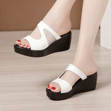 High Heel Wedges Sandals For Women  Summer New Platform Fashion Footwear Red Black White Large Size Sandals