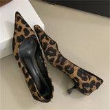Pbong  Spring Design Leopard Print Woman Pumps Pointed Toe Thin Low Heels Elegant Party Female Shoes Zapatos De Mujer