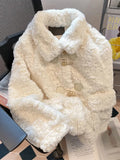 Warm Faux Lamb Cute Coat Women Sweet Long Sleeve Winter Thick Jacket Casual Pockets Japan Kawaii Loose Soft Vintage Tops