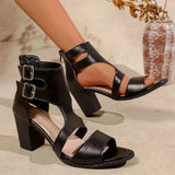 Pbong  New Arrival Women's Roman Sandals – Peep Toe, Chunky Heel Back Zipper Fashion & Comfort Combined