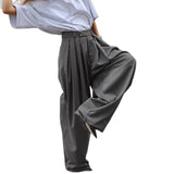 Pbong  New Autumn Winter Women's Pants Fashion Casual Solid Color Loose and Versatile Wide Leg Pants Commuter Grey Suit Pants
