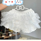 Personality Japanese All Match Lolita Girl Base Bottoms Spliced Korean Mesh Tiered Ball Design Short Pants Y2k Aesthetic Clothes
