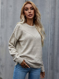 Autumn and winter pure color simple round neck long sleeved women's knitted sweater
