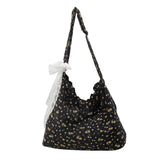 Pbong  New Hot Sale Of The Season Floral Lace Butterfly Knot Women's Shoulder Bag Fresh Sweet Style Large Capacity Nylon Tote Bag Da...