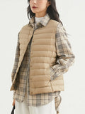 Winter Light Thin Down Short Vest Jacket Women 90% White Duck Down Warm Sleeveless Coat Single Slim Underwaist Outwear