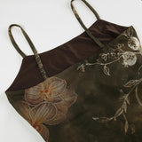 Vintage Mesh Tie Dye Flowers Printed Dress