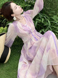 Women Elegant and Chic Midi Party Dress Long Sleeve Vintage A-Line Casual Birthday Vestidos Female Fashion Clothes