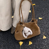Pbong  Large Capacity Tote Bag Commuter Bag Women's Simple Underarm Bag Autumn Winter New Style City Minimalist PU Bucket Shape Magn...