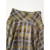 Pbong  Women New Design Asymmetric Hem A-line Mid-rise Plaid Midi Skirts Thin faldas mujer
