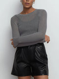 Sexy Thin Knit Sweater Women Solid Color Basic Pullover Top Casual Cozy Long Sleeve T-shirts Spring Summer New