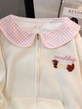 Cartoon Sweet Kawaii Hoodies Women Loose Cute Peter Pan Collar Sweatshirts Fall Preppy Style Long Sleeve New Embroidery Top