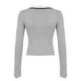 Sweet Fairycore Lace Trim Spliced Women’s Tops Long Sleeves Slim Fit Balletcore Gentle Blouses Autumn Trendy Clothes