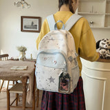 Women's Star Print Backpack Adjustable Strap Charm Decor Casual Daily School Bag Student Book Back Packs