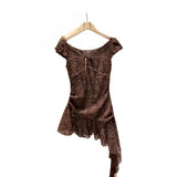 French Elegant Sexy Slim Short Party Dress Y2k American Vintage Short Sleeve Mini Dress 2000s Hot Girl One Piece Dress Korean
