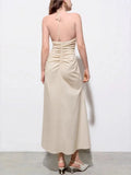 Pbong  Sexy Halter Party Long Dresses For Women Summer Fashion Sleeveless Backless Off The Shoulder Maxi Dress Elegant