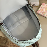 Cute Patchwork Student Book Backpack Ladies Lace Bow Decor Multi Pocket Daily Travel Shoulder Bag Women Fashion Back Packs