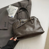 Pbong  PU Retro Tote Bag for Women Winter Trend New Fashion Y2K Handbags Females Travel Shoulder Crossbody Bags