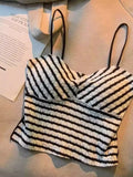 Pbong  Crop Top Fashion Striped Vest For Women's Tunic Sleeveless Sexy Camis Backless Fashion Summer Tanks Y2k Tops Ropa Mujer