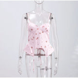 Pbong  Club Printed Fish-bone Corset Women's Sexy Sleeveless Back Lace-up Waist-cinching Female Tank Tops Lady Summer Outwear New