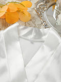 White Slip Dress +belted Cardigan Jacket Two Piece Set Sexy Feather Satin Pajamas Spring Summer Sleepwear Women Clothing 2025