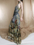 Renaissance Oil Painting Long Luxury Dresses 2025 Vintage Sleeveless Backless A Line Evening Maxi Dress Woman Clothing