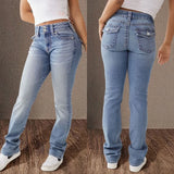 Pbong  Spring Y2K Baggy Jeans for Women Trendy Mid Waist Casual Straight Leg Boyfriend Jeans Denim Pants with Pocket Streetwear