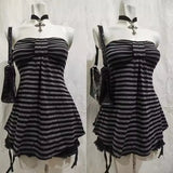 Pbong  Y2k Aesthetic Punk American High Street Thicn Strapless Harajuku Constrast Color Striped A-line Tank Top Spice Girl Punk Tee
