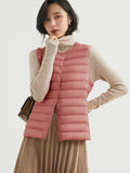 Winter Light Thin Down Short Vest Jacket Women 90% White Duck Down Warm Sleeveless Coat Single Slim Underwaist Outwear