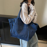 Pbong  Large Canvas Shoulder Bag for Women Ladies Tote Shopper Bag Korean Fashion Luxury Designer Female Handbags Purses Travel  black bag tote bag