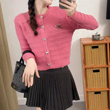 Ribbon Button Up Knit Cardigan Sweater for Women Long Sleeve Button Front Sweater Jacket Teen-girl Y2K Cute Outfit