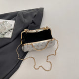 Sparkling Sequin Clutch Bag for Women Elegant Evening Purse with Crystal Buckle & Chain Strap Party Wedding Mini Bag
