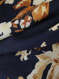 Pbong  Outdoor Parties Elegant Navy Floral Slip Dress for Women Square Collar Ruffled Hem A Line Skirt for Music Festivals