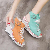 Pbong  Women Sandals  New Lady Platform Wedges Sandals Zipper Comfortable Women's Sandals Open Toe Casual Summer Sports Shoes