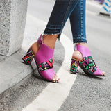 Pbong  New Fashion Fashion Sandals Ladies Print Thick Heel Fish Mouth  Size Women's Shoes 34-43