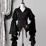 Japanese Vintage Elegant Lolita Shirt Women Victorian Gothic Flare Sleeve Blouses Female Y2k Aesthetic Casual Retro Tops Blusas