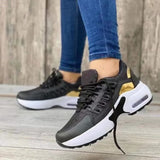 Pbong  Women's Shoes Spring and Autumn New Mesh Breathable Casual Shoes Outdoor Lightweight Non-slip Wedge Heel Thick-soled Sneakers
