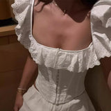 Summer White Corset Top Sexy 2024 New Arrivals Summer Crop Top Women Lace Up Tanks Top