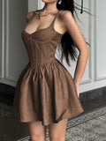 Brown Stitching Corset Birthday Party Dress