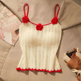Pbong  Sexy Hollow Out Knitted Camisole Vest For Women Y2k Slim Fit Sleeveless Tops Mujer Summer New Bottoming Straples Tank Top