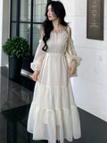 Autumn Women Fashion Elegant and Chic Midi Party Dress Casual Long Sleeve Vintage A-Line Birthday Dresses Female Clothes New