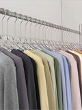 Soft Modal Knit Autumn Women's T-shirts Round Neck Long Sleeve Simple Basics Tees Solid Color Pink Fashion Spring Slim Top Woman