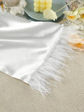 White Slip Dress +belted Cardigan Jacket Two Piece Set Sexy Feather Satin Pajamas Spring Summer Sleepwear Women Clothing 2025